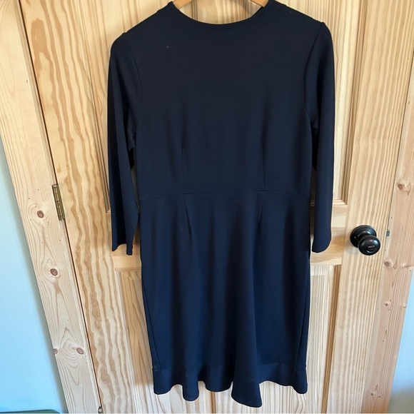 J.Jill Ponte Ruffle Navy Blue Dress. Size Small. - Picture 6 of 15